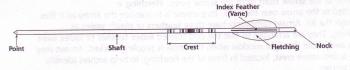 Drawing of an arrow with parts labeled